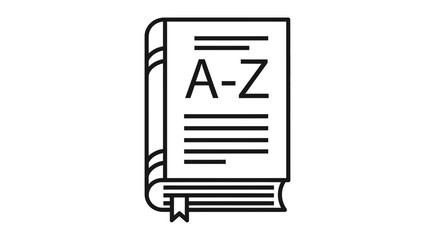 Dictionary Book Icon – A to Z Reference Guide Symbol