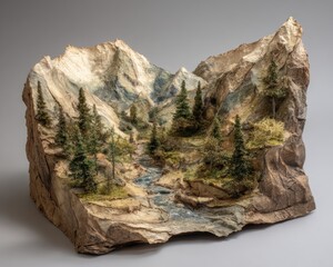 Stunning Mountainous Landscape with Serene River Flowing Through Lush Green Trees