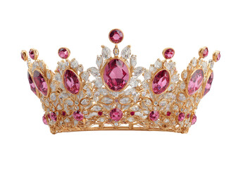Ornate gold crown, studded with pink and clear gemstones