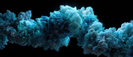 Massive Rendering of Complex Protein Structures in Vivid Blue Against Dark Background