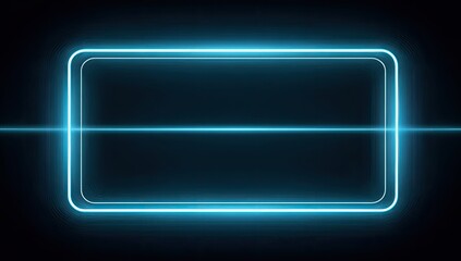 Illuminated rectangular frame with rounded corners, and a horizontal light streak against black