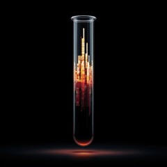 Dark Liquid in Test Tube with Complex Patterns and Abstract Design for Scientific Concepts