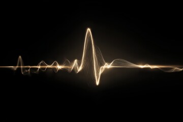 Minimalist Heart EKG Waveform Design with Smooth Lines and Subtle Glow on Black Background