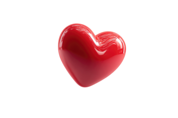 A glossy, vibrant red heart shape, isolated on black