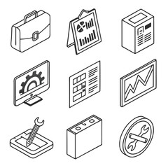 Business isometric icons
