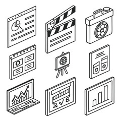 Business isometric icons set