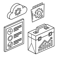 Business isometric icons set