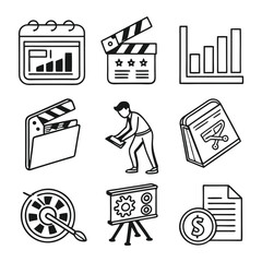 Business line art icons collection