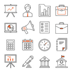 Business line art icons set