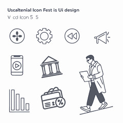 Business line art icons for ui design