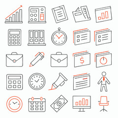 Business line art icons set