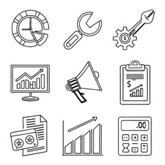 Business line art icons set