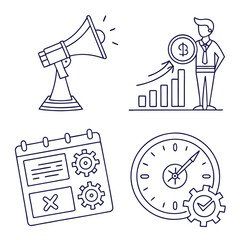 Business line art icons