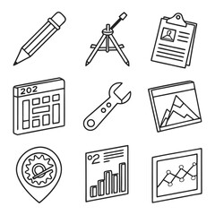Business line icons set