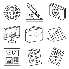 Business line icons set