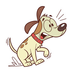 Cartoon Dog Tripping Over Its Own Paws Illustration