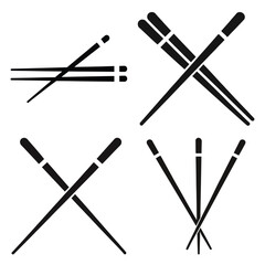 chopsticks  vector icons set isolated on white background