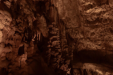 Unique  natural beauty of the Sorek stalactites cave in Judean Mountains near Beit Shemesh in the Israel