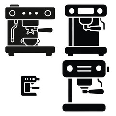espresso machine  vector icons set isolated on white background