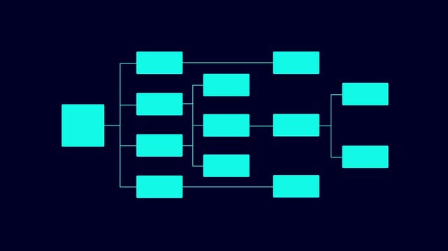 Abstract glowing workflow diagram overlay. Business process mapping and data structure visualization. Digital flowchart interface. Smart planning, project task management. 4k video glowing animation. - Powered by Adobe