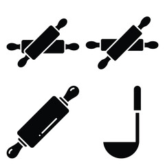 rolling pin  vector icons set isolated on white background