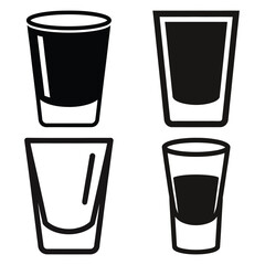 shot glass  vector icons set isolated on white background