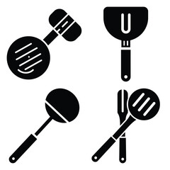 skillet  vector icons set isolated on white background