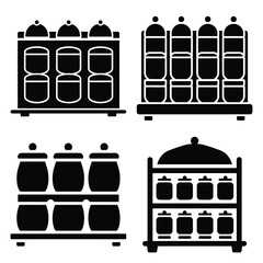 spice rack  vector icons set isolated on white background