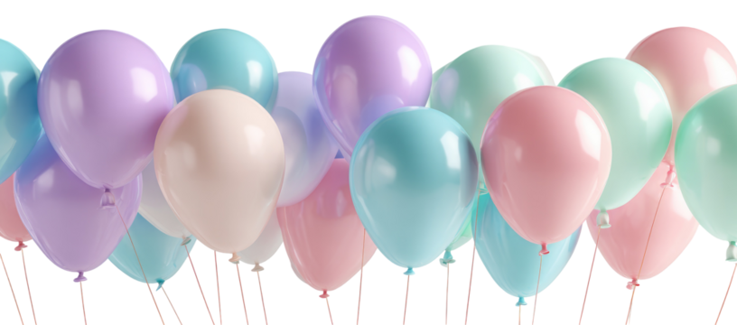 Pastel-colored balloons in a cluster