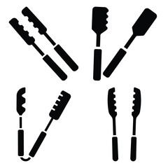 tongs  vector icons set isolated on white background