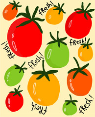 Colorful Tomatoes Composition with Fresh Text
