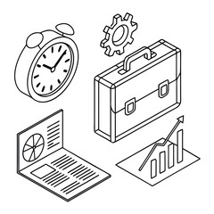 Business icons isometric illustration