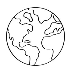 Earth Line Icon – Stylized Globe Symbol for Geography, Global Awareness, and Environmental Education
