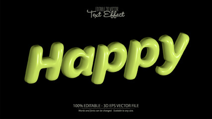 Happy word 3d balloon style bright green text effect editable vector design for celebrations and greetings