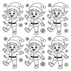Christmas, coloring, Santa, penguin, bear, winter, festive, cartoon, cute, holiday, printable, kids, art, black, white, lineart, animal, snow, December, Northpole, gift, merry, joy, scarf, hat, charac
