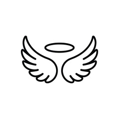 Simple outline of angel wings with a halo