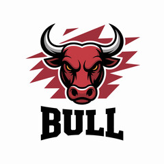bull, charging, mascot, logo, illustration, cartoon, vector, strong, aggressive, power, red, energy, force, beast, animal, wild, fierce, muscular, horned, dynamic, bold, angry, stance, motion, graphic