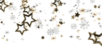 Elegant winter design with gold stars and snowflakes. Perfect for holidays.
