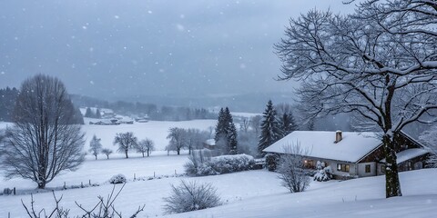 winter landscape with house