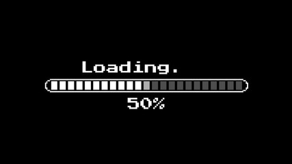 Loading brick block progress, 0 to 100 % 8 bit theme, loading retro game - Powered by Adobe