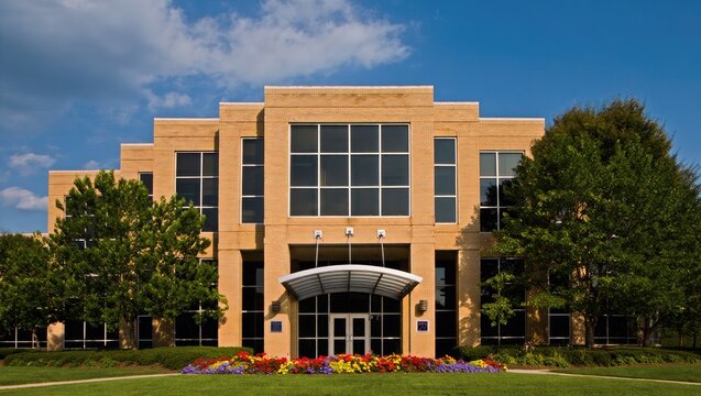 Modern Office Building with Landscaping architecture