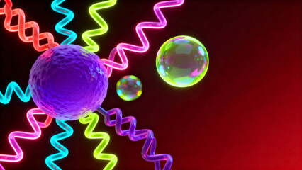 Glowing spheres and neon zigzag lines