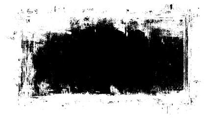 Abstract Black Paint Brush Stroke on White Isolated Horizontal Background. Horizontal text box