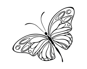 Elegant Butterfly Silhouette Illustration with Intricate Wing Patterns for Creative Designs and Nature Inspired Art Projects