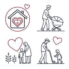 Family moments illustrations