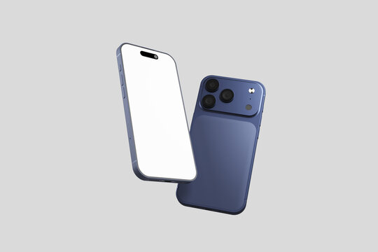 Smartphone Mockup with Blank Screen on White Background