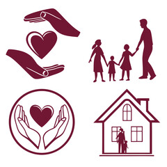 Family support illustration silhouette