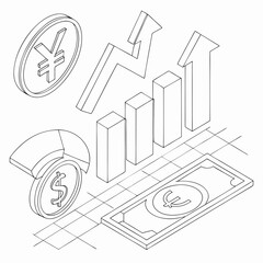 Financial growth isometric diagram