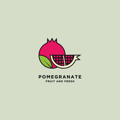 Fresh Pomegranate Logo Design Template