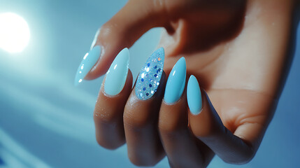 female hands with nail polish